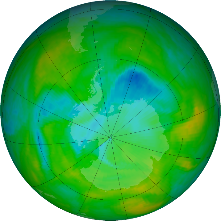 Antarctic ozone map for 07 December 1989